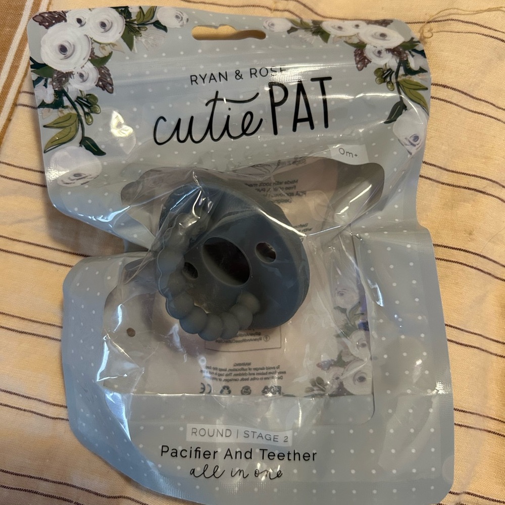 Ryan & Rose Charcoal Cutie PAT Pacifier and Teether
